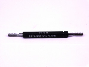 NEW 4 40 UNC 3B THREAD PLUG GAGE #4 .112 GO NO GO P.D.'S= .0958 & .0982 4-40