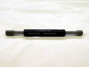 NEW 1/4 20 UNC 3B THREAD PLUG GAGE .250 GO NO GO P.D.'S= .2175 & .2211 TOOLING