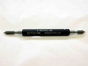 NEW 5 40 UNC 2B THREAD PLUG GAGE #5 .125 GO NO GO P.D.'S= .1088 & .1121 1/8 5-40