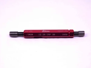 NEW 12 28 UNF 3B THREAD PLUG GAGE #12 .216 GO NO GO P.D.'S = .1928 & .1959 12-28