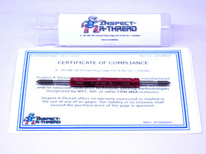 NEW 4 48 UNF 2B THREAD PLUG GAGE #4 .112 GO NO GO P.D.'S= .0985 & .1016 4-48