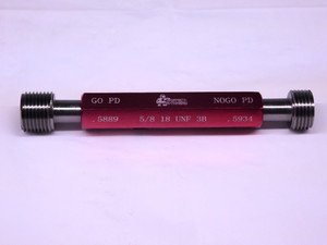 NEW 5/8 18 UNF 3B THREAD PLUG GAGE .625 GO NO GO P.D.'S = .5889 & .5934 TOOLS