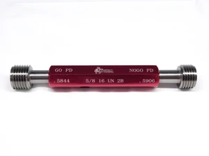 NEW 5/8 16 UN 2B THREAD PLUG GAGE .625 GO NO GO P.D.'S= .5844 & .5906 INSPECTION