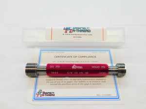 NEW 5/8 16 UN 3B THREAD PLUG GAGE .625 GO NO GO P.D.'S= .5844 & .5890 INSPECTION