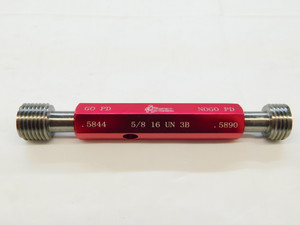 NEW 5/8 16 UN 3B THREAD PLUG GAGE .625 GO NO GO P.D.'S= .5844 & .5890 INSPECTION