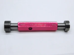 NEW 7/8 20 UNEF 2B THREAD PLUG GAGE .875 GO NO GO P.D.'S = .8425 & .8482 QUALITY