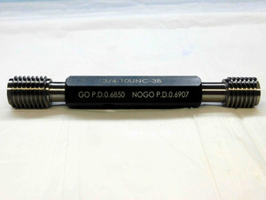 NEW 3/4 10 UNC 3B THREAD PLUG GAGE .750 GO NO GO P.D.'S = .6850 & .6907 QUALITY