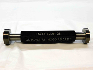 NEW 15/16 32 UN 2B THREAD PLUG GAGE .9375 GO NO GO P.D.'S = .9172 & .9221 TOOL