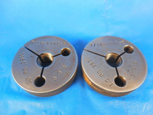 7/16 14 NC 5 THREAD RING GAGES .4375 GO NO GO P.D.'S = .3961 & .3935 QUALITY
