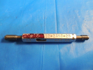 12 24 NC 2B THREAD PLUG GAGE #12 .216 GO NO GO P.D.'S = .1889 & .1933 UNC-2B
