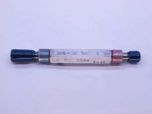 3/8 16 NC 3 THREAD PLUG GAGE .375 .3750 GO NO GO P.D.'S = .3344 & .3376 UNC-3 - NG0001LI