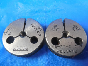 8 32 NC 3 THREAD RING GAGES #8 .164 GO NO GO P.D.'S = .1431 & .1418 INSPECTION