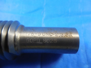 7/8 9 UNC 3A SET THREAD PLUG GAGE .875 GO ONLY P.D. = .8028 TOOLS 7/8-9