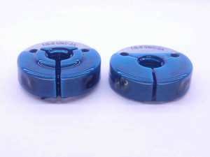 7/8 9 UNC 2A THREAD RING GAGES .875 .8750 GO NO GO P.D.'S = .8009 & .7946 CHECK - NG0879BU