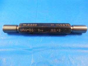 9/16 20 NS 3 SET THREAD PLUG GAGE .5625 GO NO GO P.D.'S= .5300 & .5270 TOOL NS-3