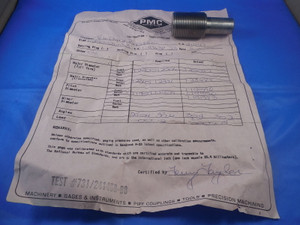1 1/4 12 UNF 3 CERTIFIED SET THREAD PLUG GAGE 1.25 GO ONLY P.D. = 1.1959 QUALITY