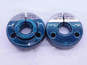 1" 8 UNC 2A THREAD RING GAGES 1.0 1.00 1.000 GO NO GO P.D.'S = .9168 & .9100 - NG1393IP