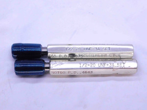 1/2 20 UNF 3A SET THREAD PLUG GAGE .5 .50 .500 GO NO GO P.D.'S = .4675 & .4643 - NG1577BU