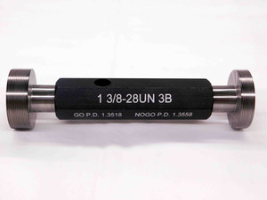 NEW 1 3/8 28 UN 3B THREAD PLUG GAGE 1.375 GO NO GO P.D.'S = 1.3518 & 1.3558 TOOL