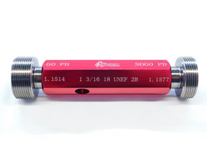 NEW 1 3/16 18 UNEF 2B THREAD PLUG GAGE 1.1875 GO NO GO P.D.'S = 1.1514 & 1.1577
