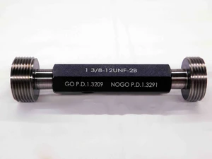 NEW 1 3/8 12 UNF 2B THREAD PLUG GAGE 1.375 GO NO GO P.D.'S= 1.3209 & 1.3291