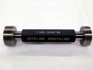 NEW 1 3/8 12 UNF 3B THREAD PLUG GAGE 1.375 GO NO GO P.D.'S = 1.3209 & 1.3270