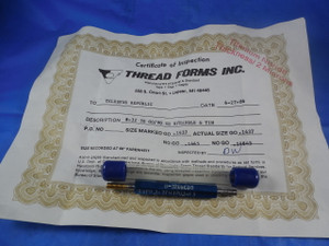 CERTIFIED 8 32 UNC 3B THREAD PLUG GAGE #8 .164 GO NO GO PDS = .1437 .1465 TiN GO