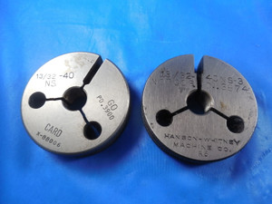 13/32 40 NS 3 THREAD RING GAGES .40625 GO NO GO P.D.'S = .3900 & .3874 QUALITY