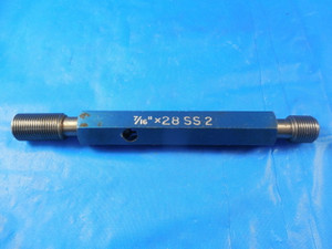 7/16 28 SS 2 THREAD PLUG GAGE .4375 GO NO GO P.D.'S = .4149 & .4182 INSPECTION