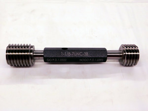 NEW 1 1/8 7 UNC 3B THREAD PLUG GAGE 1.125 GO NO GO P.D.'S = 1.0322 & 1.0393 TOOL