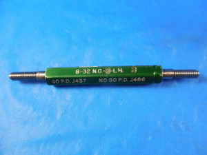 8 32 NC 3 LEFT HAND THREAD PLUG GAGE #8 .164 GO NO GO P.D.'S = .1437 & .1456 LH