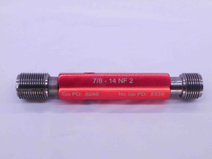 7/8 14 NF 2 THREAD PLUG GAGE .875 .8750 GO NO GO P.D.'S = .8286 & .8339 UNF-2 - DW0415BURL