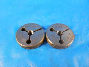 7/32 28 UNS SPECIAL THREAD RING GAGES .21875 .212 GO NO GO P.D.'S= .1946 & .1913