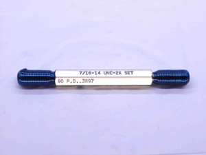 7/16 14 UNC 2A SET THREAD PLUG GAGE .4375 GO NO GO P.D.'S = .3897 & .3850 CHECK - CH1511SL