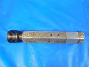 3/4 16 THREAD PLUG GAGE .75 GO ONLY P.D. = .7079 QUALITY INSPECTION 2B OR 3B