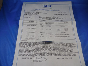 NEW CALIBRATED 7/16 14 UNC 2B THREAD PLUG GAGE .4375 NO GO ONLY P.D. = .3972