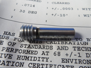 NEW CALIBRATED 7/16 14 UNC 2B THREAD PLUG GAGE .4375 NO GO ONLY P.D. = .3972