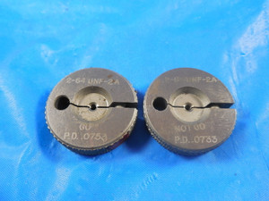 2 64 UNF 2A THREAD RING GAGES .086 #2 GO NO GO P.D.'S =.0753 & .0733 2-64 UNF-2A