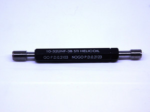 NEW 10 32 UNF 3B STI HELICOIL THREAD PLUG GAGE #10 .190 GO NO GO PDS .2103 .2123