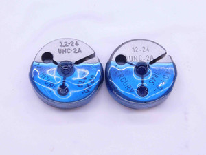 12 24 UNC 2A THREAD RING GAGES #12 .216 .2160 GO NO GO P.D.'S = .1879 & .1845 - 12242AR1