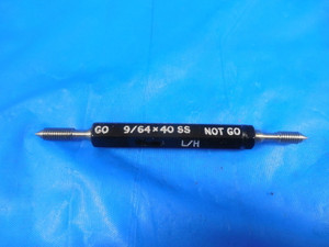 9/64 X 40 SS LEFT HAND THREAD PLUG GAGE .1406 GO NO GO PD'S = .1269 & .1291 L.H.