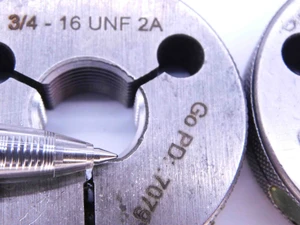 3/4 16 UNF 2A THREAD RING GAGES .75 .750 .7500 GO NO GO P.D.'S = .7079 & .7029 - DW4335BURL