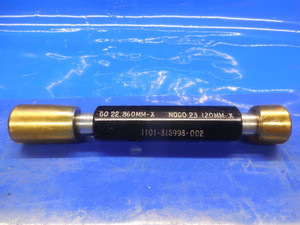 22.860 & 23.120 MM CLASS X SMOOTH PIN PLUG GAGE GO NO GO 23 23.0 0.9375 -.0273