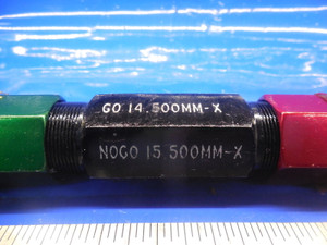 14.500 & 15.500 CLASS X SMOOTH PIN PLUG GAGE GO NO GO 14.50 15.50 MM .625 -.0148