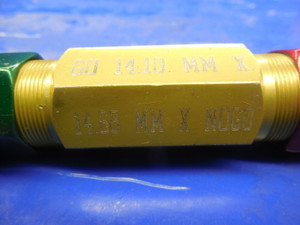 14.10 & 14.65 CLASS X SMOOTH PIN PLUG GAGE GO NO GO 14.50 MM 15.0 .5625 +.0143