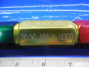 19.85 & 20.50 MM CLASS Y SMOOTH PIN PLUG GAGE GO NO GO 20 20.50 MM .8125 -.0054