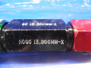 13.350 & 13.900 MM CLASS X SMOOTH PIN PLUG GAGE GO NO GO 14 14.0 MM .5000 +.0256
