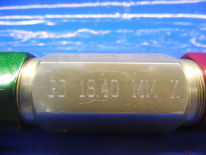 16.40 & 16.66 MM CLASS X SMOOTH PIN PLUG GAGE GO NO GO 16.5 17.0 MM .6250 +.0309