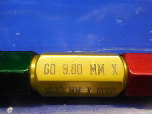 9.80 & 10.20 MM CLASS X SMOOTH PIN PLUG GAGE GO NO GO 10 MM 10.0 .3750 -.0108