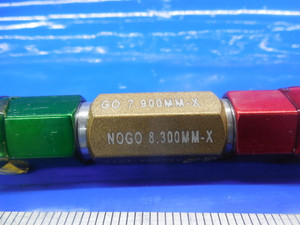 7.900 & 8.300 MM CLASS X SMOOTH PIN PLUG GAGE GO NO GO 8 8.0 MM .3125 +.0143